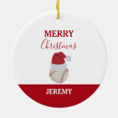Kerstmis Baseball Sport Ball Aangepaste naam Keramisch Ornament (Achterkant)