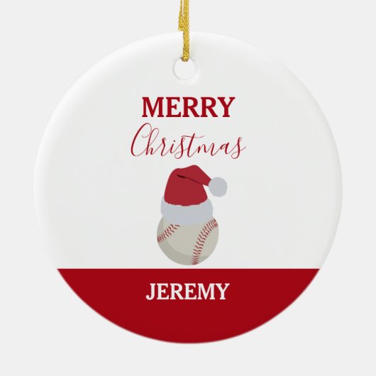 Kerstmis Baseball Sport Ball Aangepaste naam Keramisch Ornament (Achterkant)