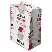 Kerstmis Baseball Sport Ball Aangepaste naam Medium Cadeauzakje (Achterkant Gekanteld)