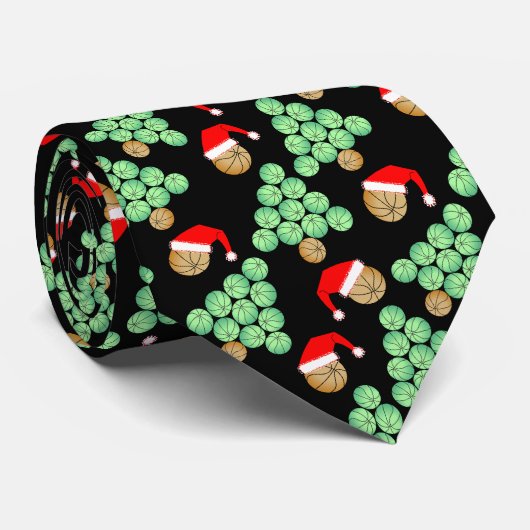 Kerstmis Basketbal Boom Santa hoeden Stropdas (Opgerold)