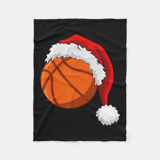 Kerstmis Basketbal Santa Hoed Mannen Jongens Sport Fleece Deken (Voorkant)