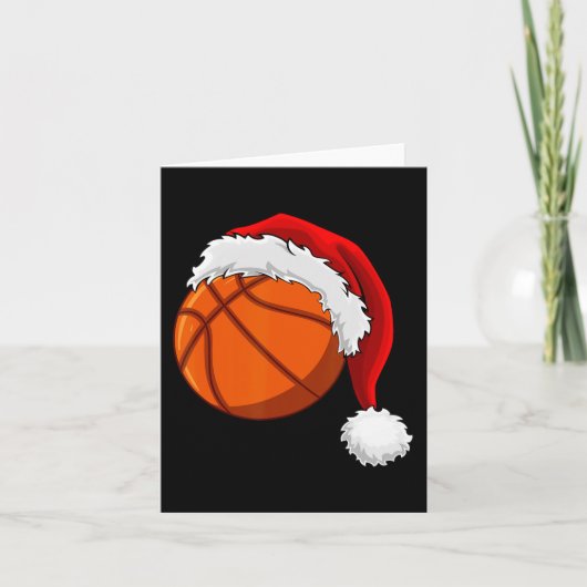 Kerstmis Basketbal Santa Hoed Mannen Jongens Sport Kaart (Voorkant)