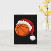 Kerstmis Basketbal Santa Hoed Mannen Jongens Sport Kaart (Gele Bloem)