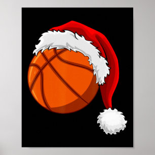 Kerstmis Basketbal Santa Hoed Mannen Jongens Sport Poster