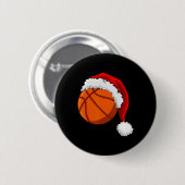 Kerstmis Basketbal Santa Hoed Mannen Jongens Sport Ronde Button 5,7 Cm (Voorkant /achterkant)