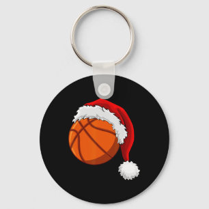 Kerstmis Basketbal Santa Hoed Mannen Jongens Sport Sleutelhanger