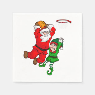 Kerstmis Basketbal Sinterklaas Slam Dunk Elf Plezi Servet