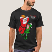 Kerstmis Basketbal Sinterklaas Slam Dunk Elf Plezi T-shirt (Voorkant)