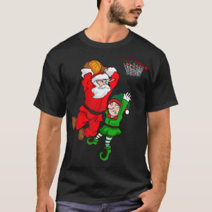 Kerstmis Basketbal Sinterklaas Slam Dunk Elf Plezi T-shirt