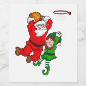 Kerstmis Basketbal Sinterklaas Slam Dunk Elf Plezi Wijn Etiket (Enkel label)