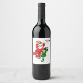 Kerstmis Basketbal Sinterklaas Slam Dunk Elf Plezi Wijn Etiket (Voorkant)