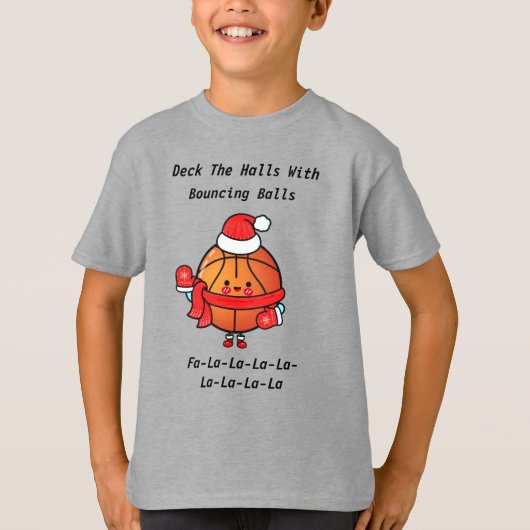 Kerstmis Basketbal Whimsy T-shirt (Voorkant)