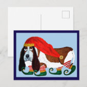 Kerstmis Basset Hound Elf Briefkaart (Voorkant / Achterkant)
