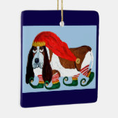Kerstmis Basset Hound Elf Keramisch Ornament (Rechts)