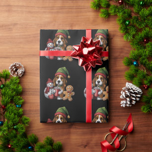 Kerstmis Basset Hound Hond Elf Prettig Kerstfeest Cadeaupapier