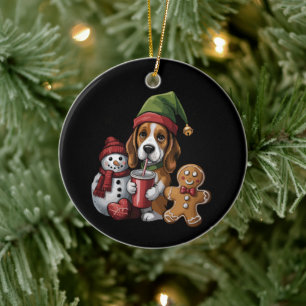 Kerstmis Basset Hound Hond Elf Prettig Kerstfeest Keramisch Ornament