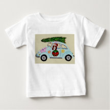 Kerstmis Basset Hound in Hippie-auto