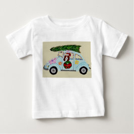 Kerstmis Basset Hound in Hippie-auto