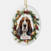Kerstmis Basset Hound Keramische Cirkel Ornament (Rechts)