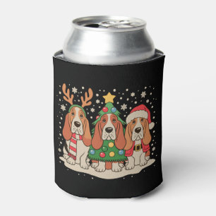 Kerstmis Basset Hound Kerstman Rendier Hond Xmas Blikjeskoeler