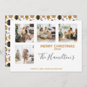Kerstmis Bauble Patterned 4 Foto gepersonaliseerd Feestdagenkaart (Voorkant / Achterkant)