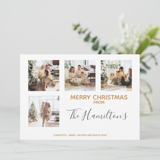 Kerstmis Bauble Patterned 4 Foto gepersonaliseerd Feestdagenkaart (Staand voorkant)