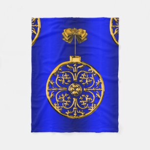 Kerstmis Baubles op blauw Fleece Deken