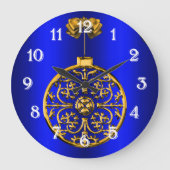 Kerstmis Baubles op blauw Grote Klok (Voorkant)