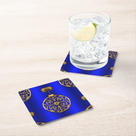 Kerstmis Baubles op blauw Kartonnen Onderzetters (Insitu)