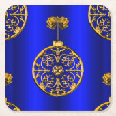 Kerstmis Baubles op blauw Kartonnen Onderzetters (Voorkant)