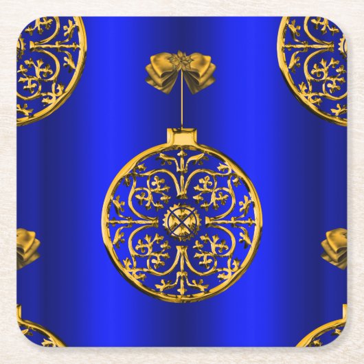 Kerstmis Baubles op blauw Kartonnen Onderzetters (Voorkant)