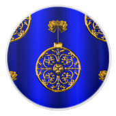 Kerstmis Baubles op blauw Keramische Knop (Voorkant)