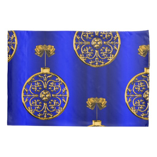 Kerstmis Baubles op blauw Kussensloop (Achterkant)