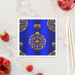 Kerstmis Baubles op blauw Servetten