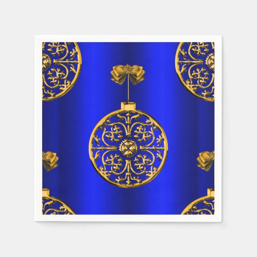 Kerstmis Baubles op blauw Servetten (Voorkant)