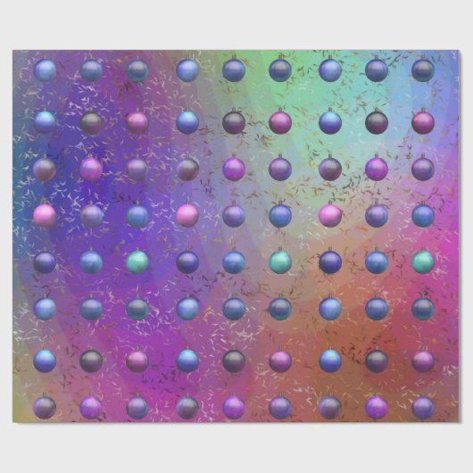 Kerstmis Baubles Paars Aqua Patterned Chic Cadeaupapier (Vlak)
