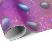 Kerstmis Baubles Paars Aqua Patterned Chic Cadeaupapier (Rol Hoek)