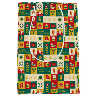 Kerstmis Bauhaus stijl patroon Medium Cadeauzakje