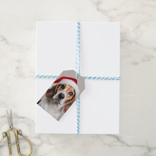 Kerstmis Beagle Cadeaulabel (Met Touw)