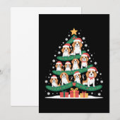 Kerstmis Beagle Hond Boom Kerstman Hoed Xmas Sneeu Kaart (Voorkant / Achterkant)