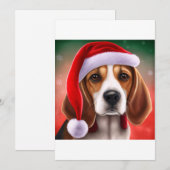Kerstmis Beagle Hond Cadeau T-Shirt Feestdagenkaart (Voorkant / Achterkant)