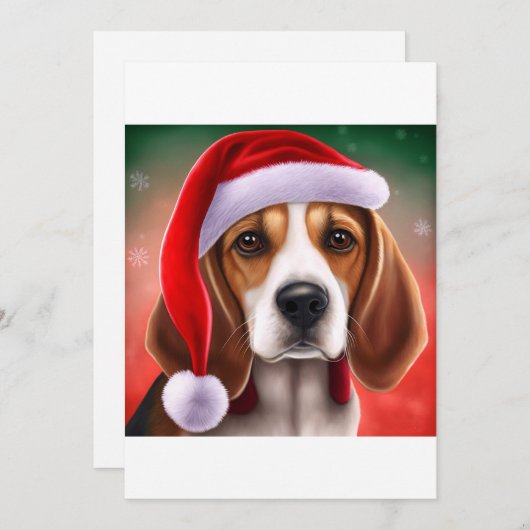 Kerstmis Beagle Hond Cadeau T-Shirt Feestdagenkaart (Voorkant / Achterkant)