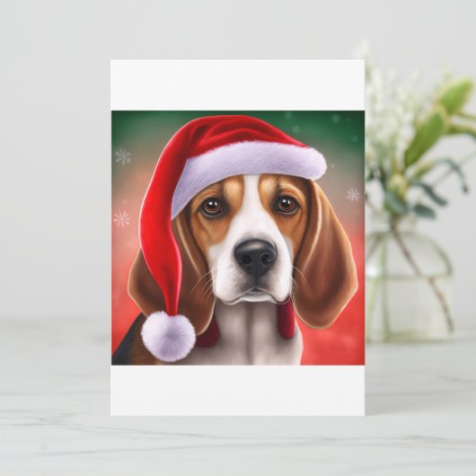 Kerstmis Beagle Hond Cadeau T-Shirt Feestdagenkaart (Staand voorkant)