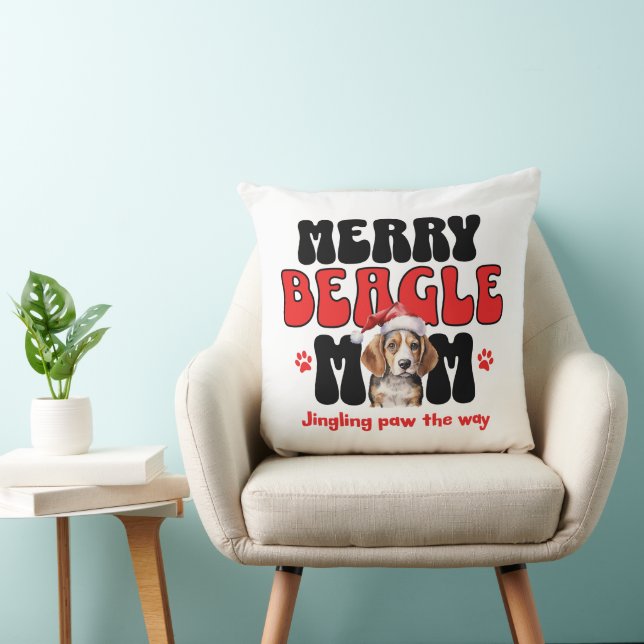 Kerstmis Beagle Hond Moeder Kussen (Stoel)