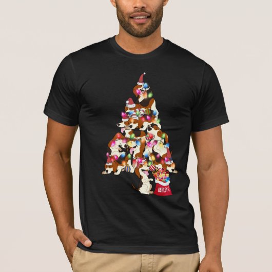 Kerstmis Beagle Hond Puppy Schattig T-shirt (Voorkant)