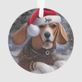Kerstmis Beagle, Kerstman Hond Ornament (achterkant)