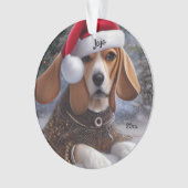 Kerstmis Beagle, Kerstman Hond Ornament (voorkant)