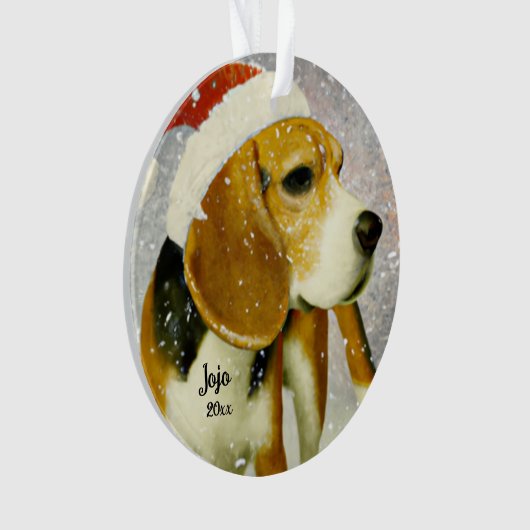 Kerstmis Beagle, Kerstman Hond Ornament (voorkant)