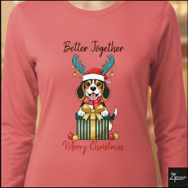 Kerstmis Beagle Rendier Sjaal Cadeau Grafisch Tri-Blend Shirt