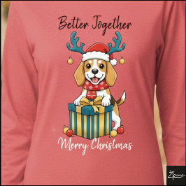 Kerstmis Beagle Rendier Sjaal Cadeau Grafisch Tri-Blend Shirt